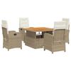 VidaXL Ensemble à Manger de Jardin avec Coussins 5pcs, Table de Terrasse, Meubles de Patio, Mobilier d'Extérieur, Beige 3277353