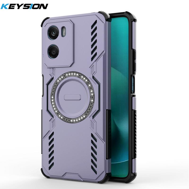 

KEYSION Hollow Heat Dissipation Case for Motorola MOTO G06 G06 Power TPU+PC Magnetic Cooling Shockproof Phone Cover for MOTO G06 for MOTO G06 Power фіолетовий