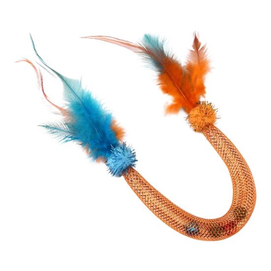 Cat Teaser Spring Toy with Bell Interactive Stretchable Spring Tube Cat Feather Toy for Indoor Cats Kittens Exercise Chewing Swatting Biting