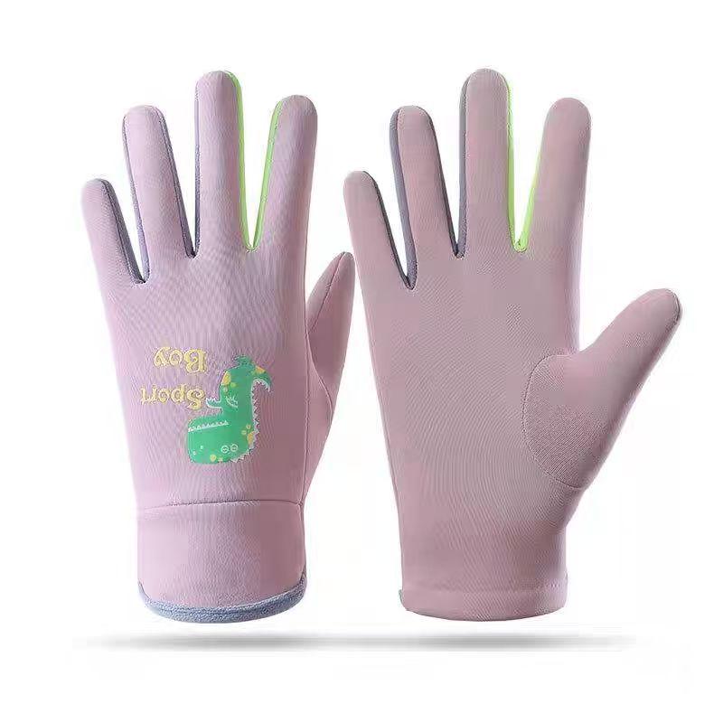 Luvas Luminous de Inverno com Desenhos Animados para Crianças - Forradas com Veludo, à Prova de Vento e Repelentes à Água para Ciclismo na Primavera e Outono