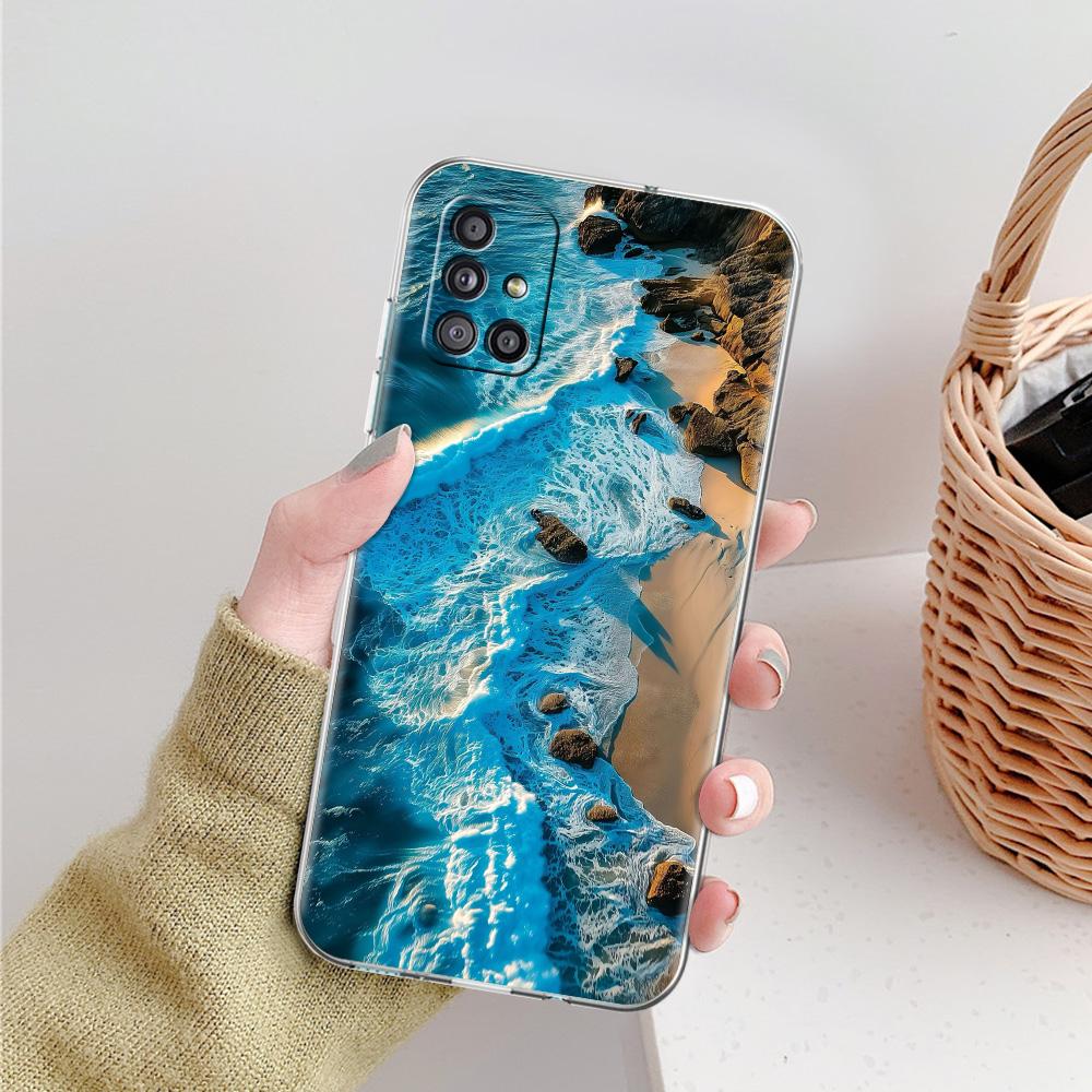 Case For Samsung A15 A13 A35 A55 A51 A71 A41 A31 A21S A05 A17 A23 A25 A33 A53 A73 5G A07 4G Cover Seaside Scenery Wave Beach