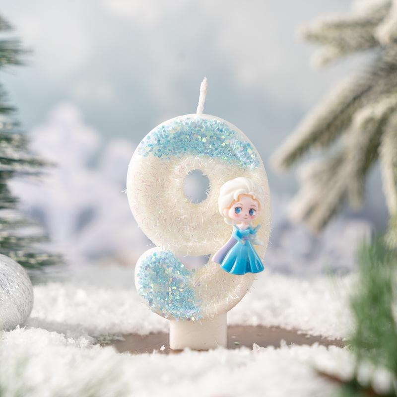 Charming Cartoon Princess Number Candles 0-9 for Christmas Decorations