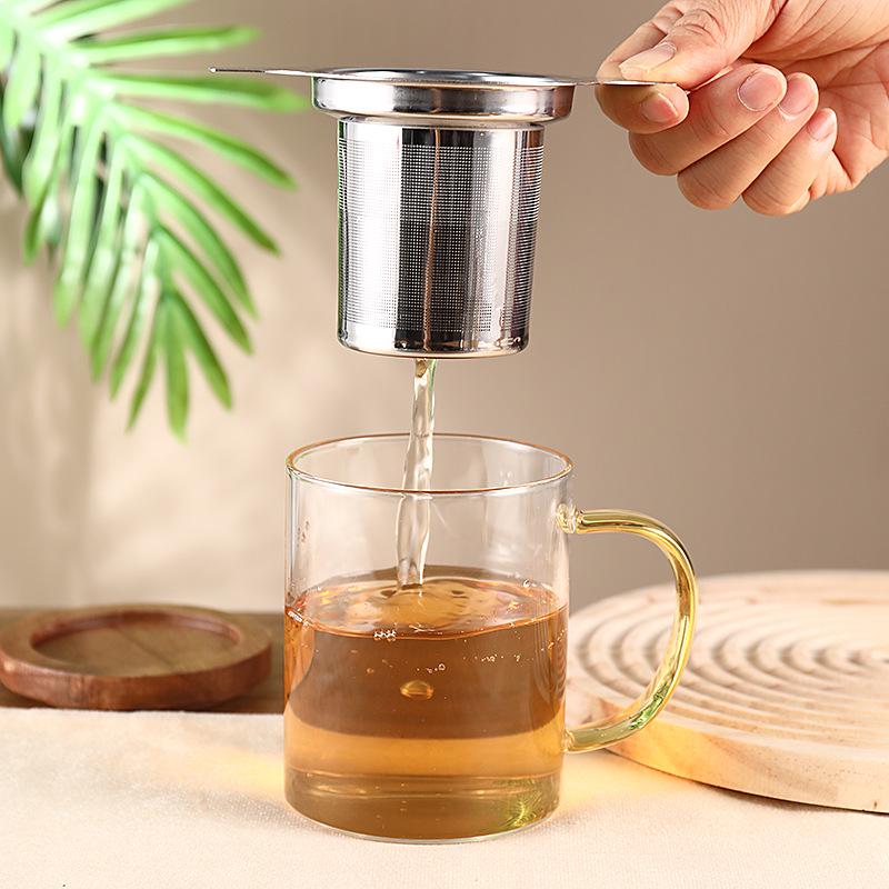 304 Stainless Steel Double-Eared Tea and Coffee Strainer with Lid and Mesh Filter