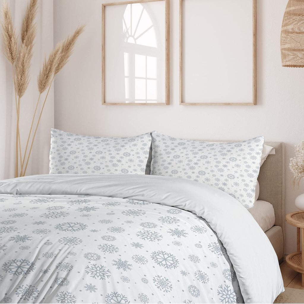 Christmas Style Snowflake Dot Pattern Three-piece Quilt Cover 3D Digital Printing Bedding Set Retro Bed Cover