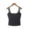 New Arrivals Open Run Slim Fit Square Neck Front Button Strap Top