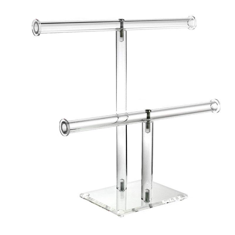 Clear Acrylic Round Bracelet Display Holder 2 Tier T-Bar Jewelry Display Bracelet Display Holder Stand Display Organizer фиолетовый