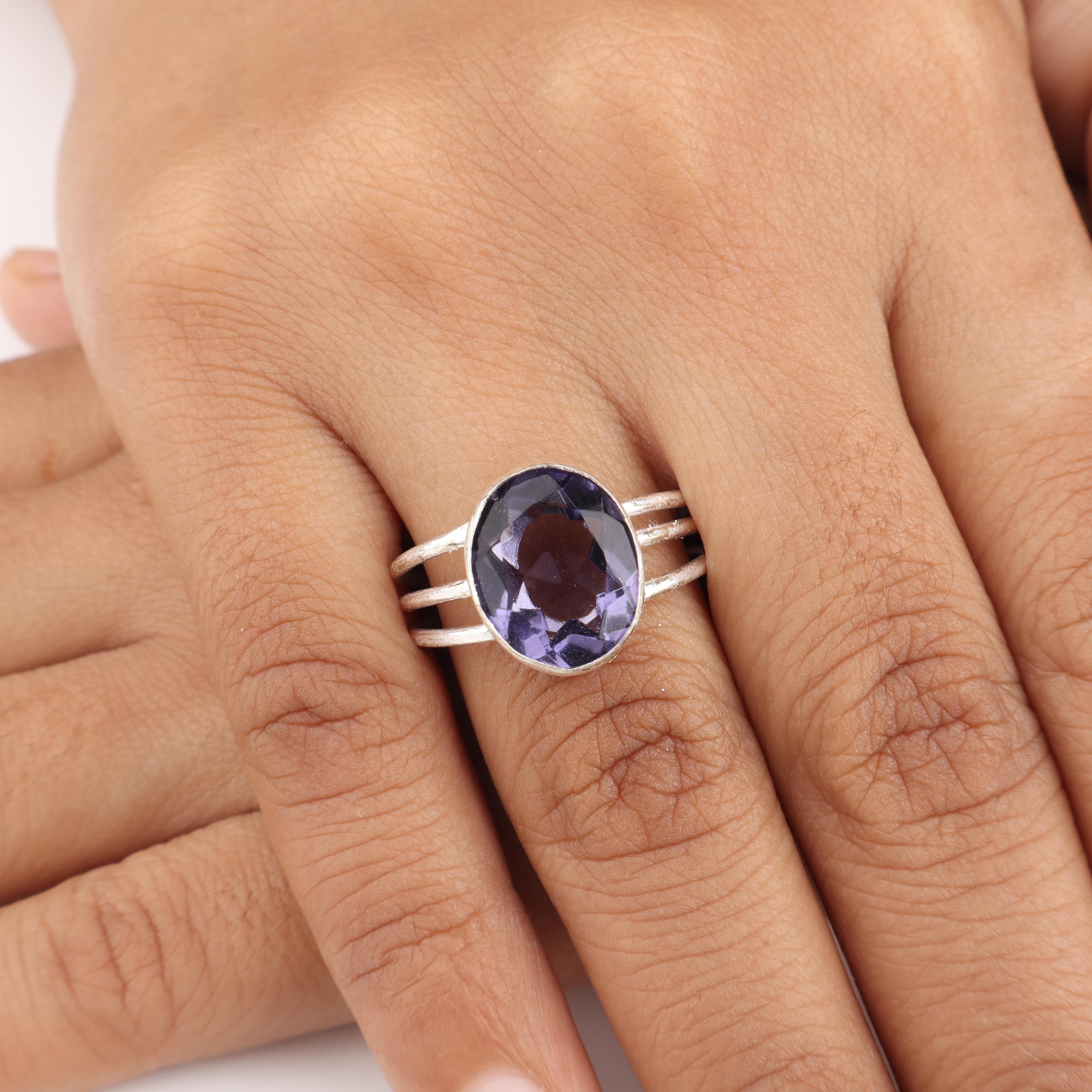 

Natural Iolite Gemstone Silver Ring 925 Sterling Silver Handmade Jewelry, Iolite Ring For Engagement September Birthmonth Gift RR-73-7 4