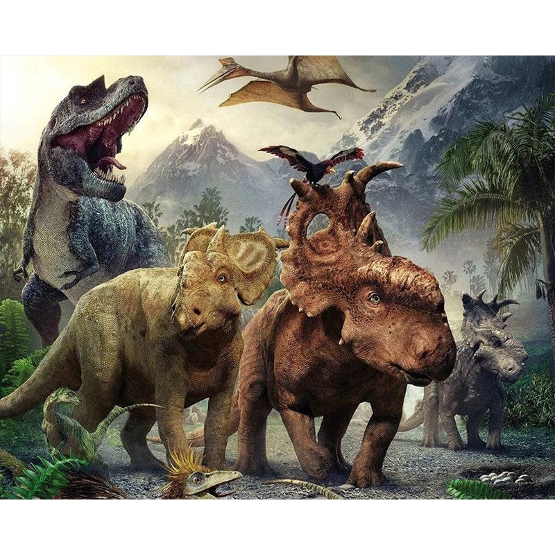 

5D ручная алмазная живопись, мозаика, произведение искусства «Рай динозавров», полная квадратная/круглая Алмазная вышивка, подарок или украшение для кровати