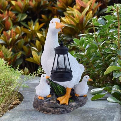 Solar Duck Garden Sculpture Weatherproof Resin Decorative Statue for Outdoor Patio and Pond Ornament