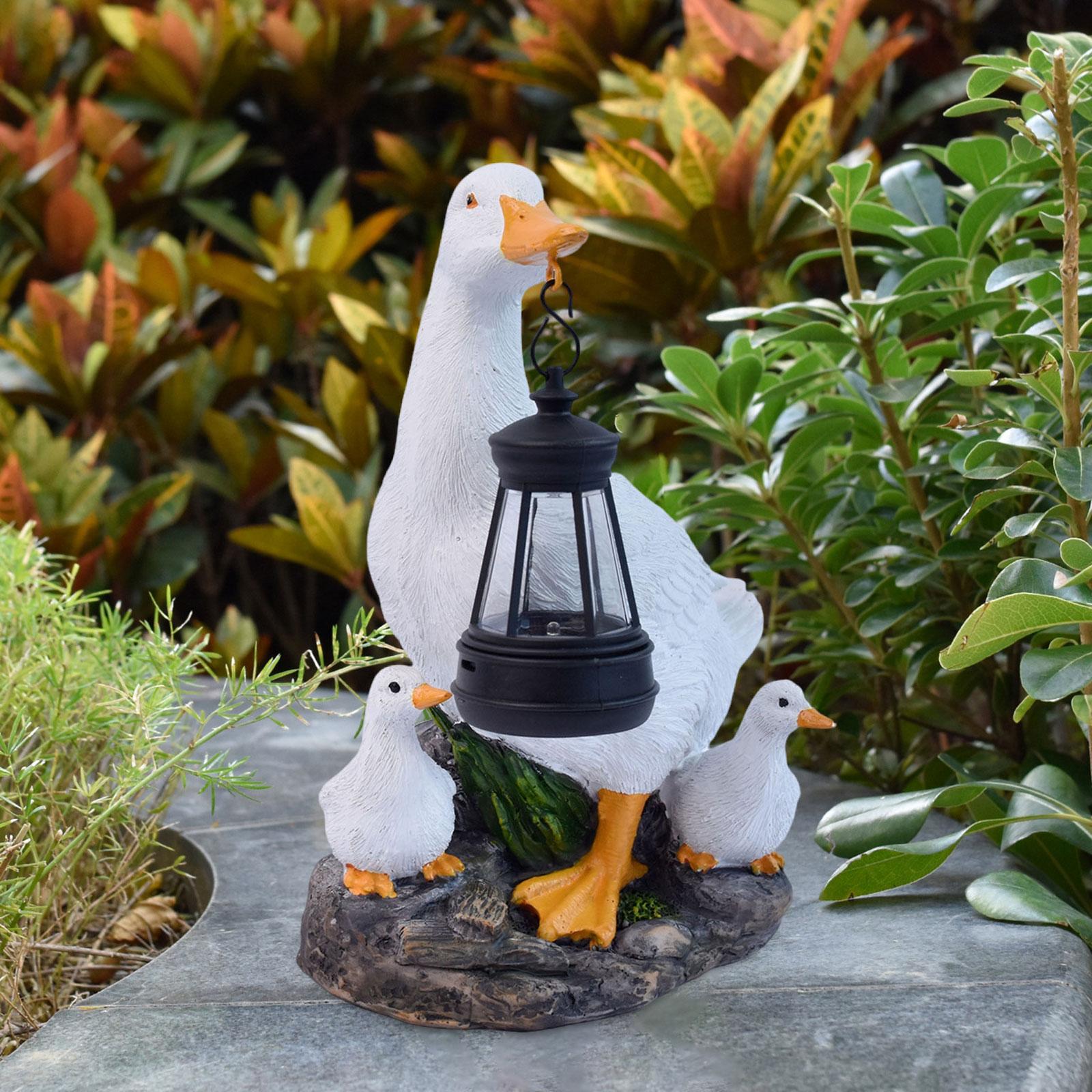 Солнечная Утка Садовая Скульптура Влагостойкая Смола Декоративная Статуя для Уличной Террасы и Украшения Пруда 15x9x20.5cm
