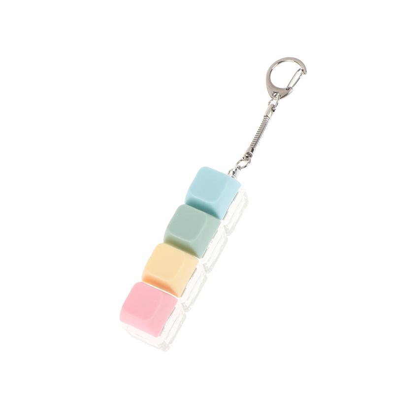 Macaron Color Keyboard Key Toy Diy Button Keycap Sensory Keychain Decompression Toys Mechanical 4Key Toy For Adult Gifts