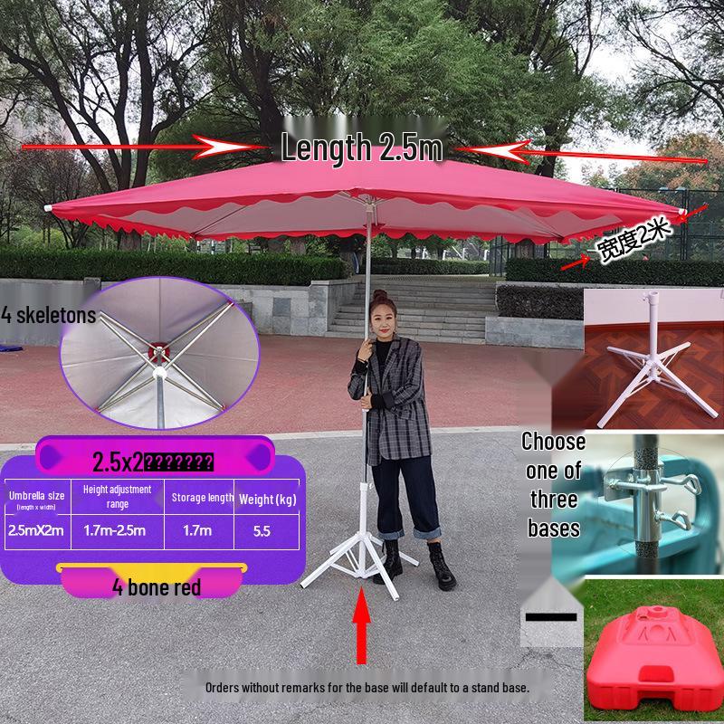 Large Outdoor Rectangular Sunshade Umbrella - Commercial Folding Awning for Courtyard