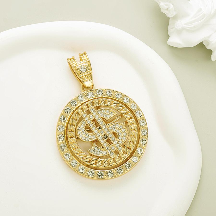 Dollar Jewelry Necklace, Fully Diamond-encrusted, Hip-hop Punk Style, Men s Fashion Brand, Domineering Dollar Pendant, Cuban Chain, Diamond-encrusted