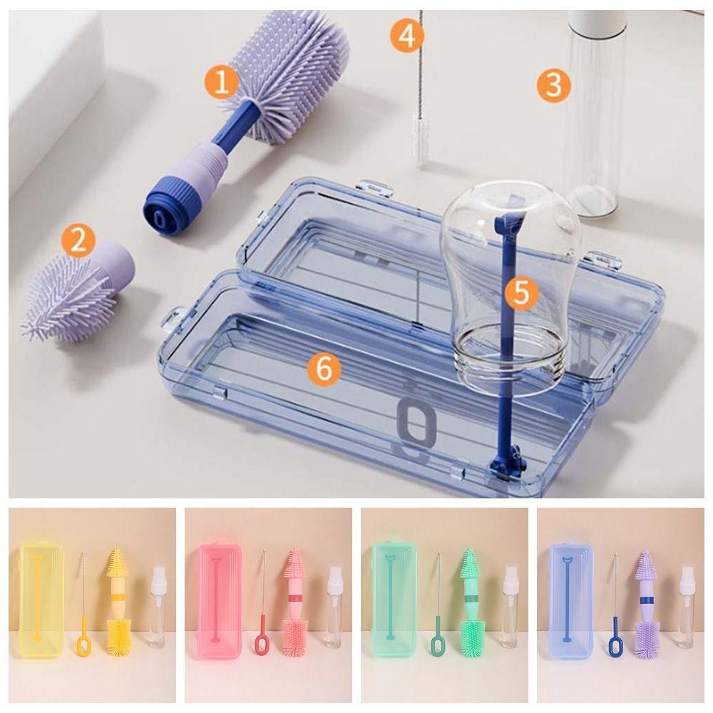 ABS Bottle Cleaning Brush Set TPR Bottle Brush Pacifier Straw Scrubber Nylon Travelbottle Glass Cup Washing Tool Bowl