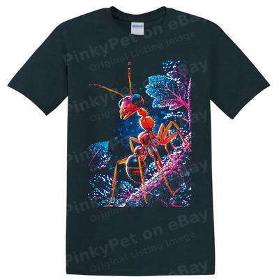 Ant T Shirt Neon Tropical Insect Macro Art W/ Glowing Leaves Nature Graphic Tee