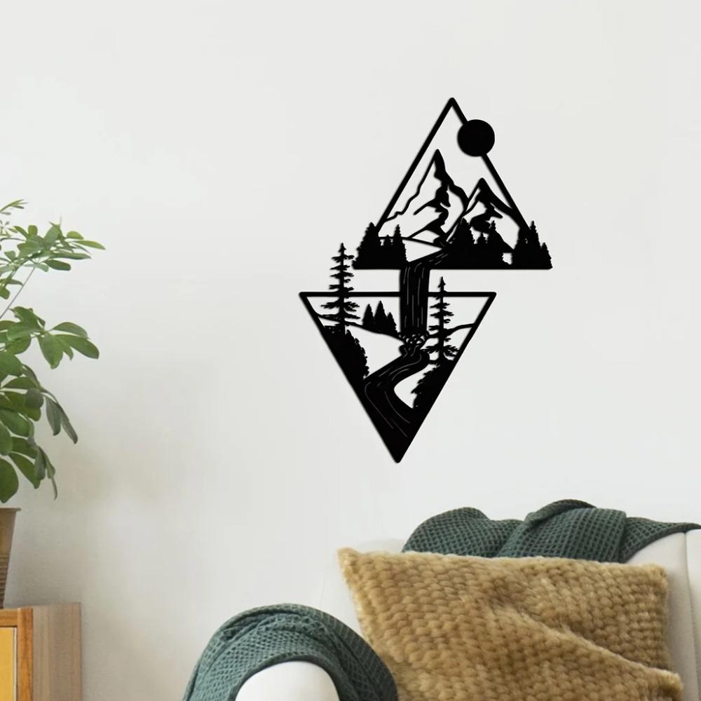 1pc Scenery Theme Decor - Stunning Wall Art Decorations, Modern and Dreamy for Bedroom, Metal Wall Hanging Sticker Mural