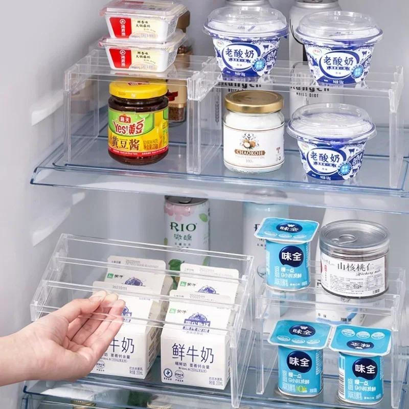 Kühlschrank Aufbewahrungsregal Kühlschrank Organizer Mehrschichtige Trennregale Transparentes Tischgestell Platzsparend Küchenzubehör