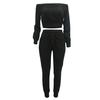 European Style Fashion Women Sweater Strap Off Shoulder Top and Pant Set Fashion Casual Wear Suit
