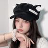 Leather Buckle Newsboy Cap Mini Wing Decor Streetwear Hat Harajuku Cat Ear Beret Hat  Daily