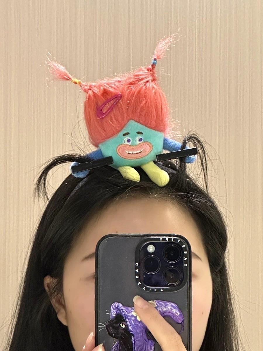 Cute Ugly Doll Headband Clip Plush Cartoon Dopamine Headband Material Rat King Headband Tide Red