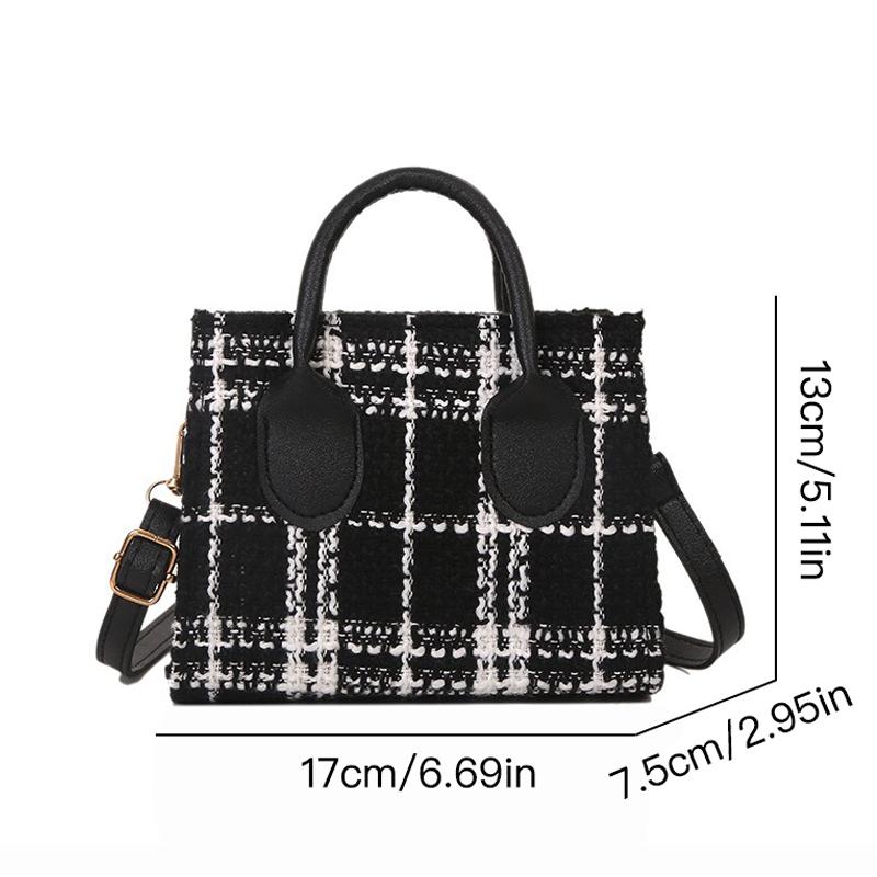 Mini geantă de mână pentru femei, cu model de verificare, geantă de umăr, geantă de messenger, geantă de doamnă, rafinată