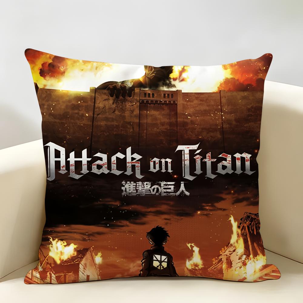 Anime AAttack On Titan Cushion Cover Natural Linen Organic Fabric DoubleSided Printing Room Sofa Decor Pillow Case
