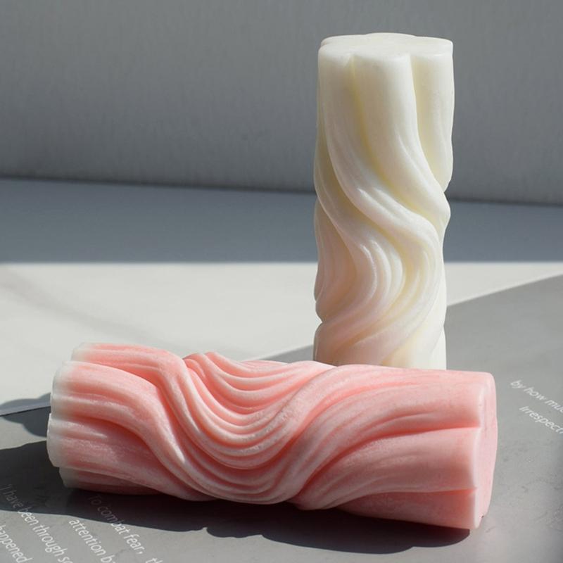 Silicone Candle Mold for Home Decorations Waxes Mold Water Ripple Cylindrical Candle Making DIY Aromatherapy Candle Art
