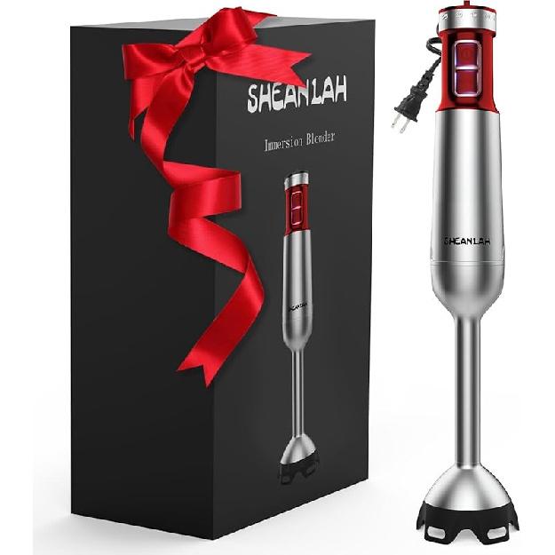 1000W Powerful Immersion Blender handheld, 2025 New Update Hand Blender with 25-Speed, Scratch-Resistant Corded Hand Mixer with Heavy-Duty Copper красный