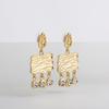 INS Hot Sale Gold Plated Metal Geometric Square Drop Earring Women Stainless Steel Irregular Rhinestone Pendant Punk Ear Jewelry