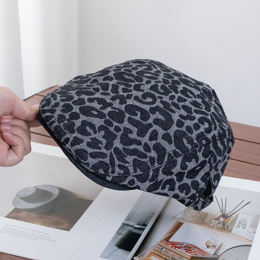 Retro denim leopard print forward hat children's temperament beret versatile trend cap show face small personality hat