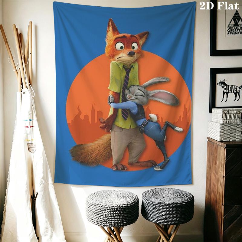 Zootopia Adventure Wall Tapestry Fashion Print Background Cloth Home Decor Atmospheric Background Cloth Work Of Art