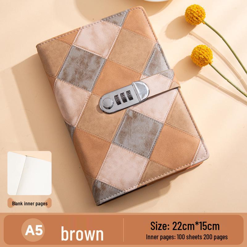 Plaid Code A5 PU Notebook Set: Creative Student Prize Gift Box