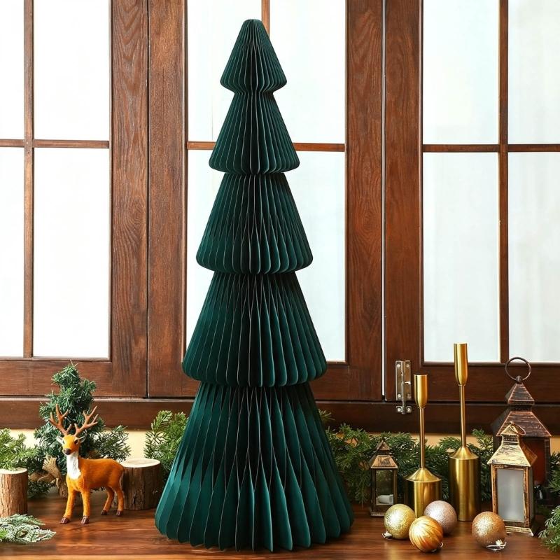 Kerstboom Papier Display, Bosgroen Staand Feestelijk Accent met Magnetische Opening voor Binnen Entrees, Feesttafels, Winkelbalies en