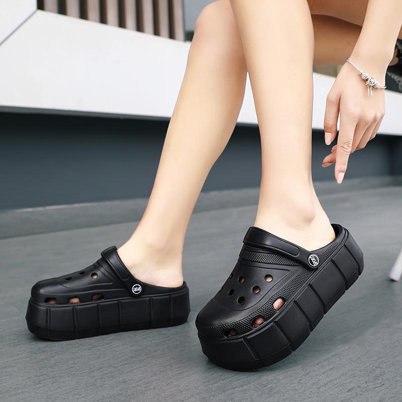 Womens Sandals Hole Shoes Chunky Slippers Summer Beach Shoes Outdoor Green Platform Sandals