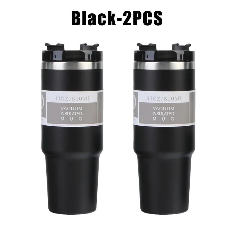 890ml High Quality Double Wall Cups 890ML Stainless Steel Portable Coffee Mug For Car With Lids Tumbler With Handle And Straw