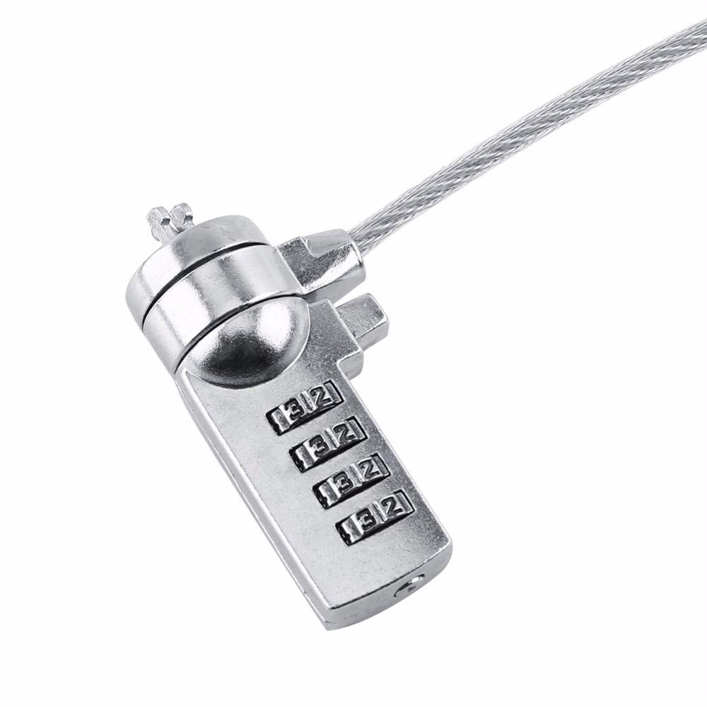 Notebook-Laptop-Schloss Laptop-Kombinationsschloss Sicherheitskabelkette mit Schlüssel 4-stelliges Passwortschloss