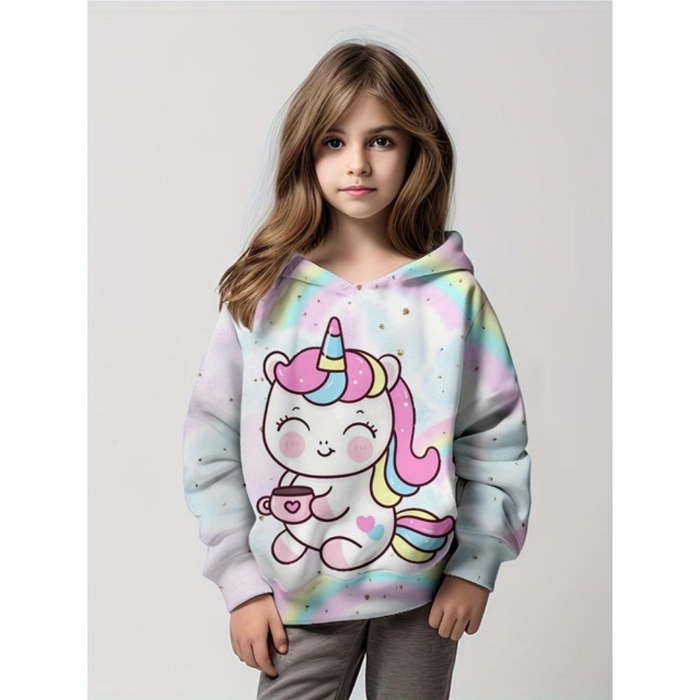 Kids Clothes Girl Hoodies Long Sleeve Cartoon 3D Print Children Spring Fall Clothes Casual Cute Outdoor Child Girl Clothes Tops