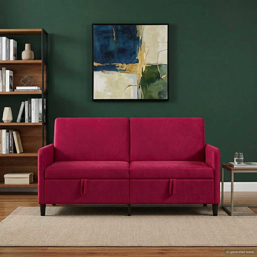 Storage Sofa In Burgundy 172 X 78 X 87 Cm Polyester