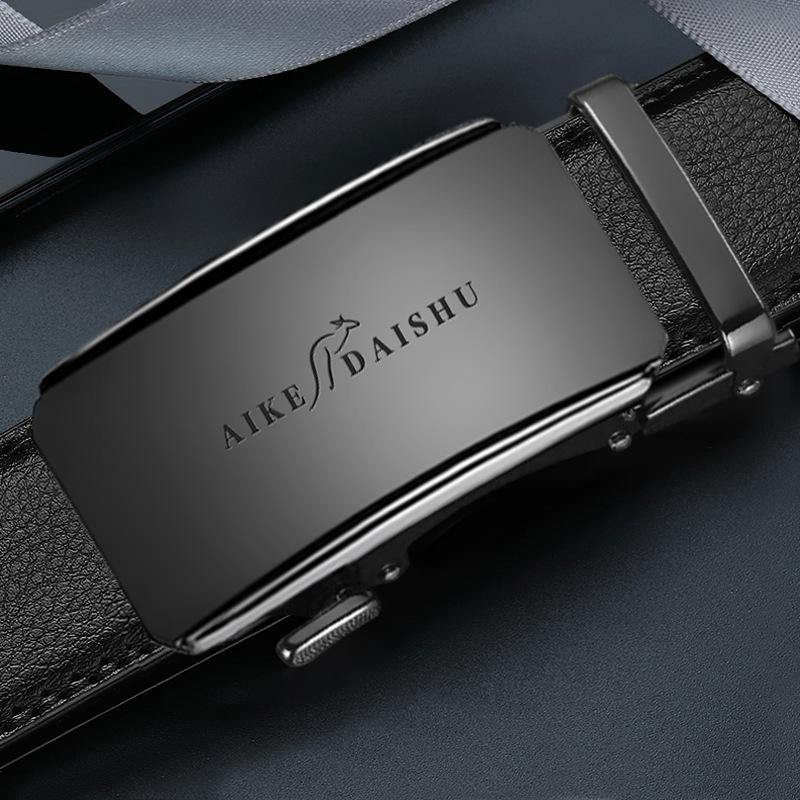 New Style Men's Genuine Leather Belt Automatic Buckle Cowhide Belt Business Casual Simple Middle Aged and Young Belt Men