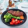 50pcs/100PCS  Reusable Plastic Plates, 9 Inch 3 Compartments ,3 Pack Food Grade Material BPA Free Black Dinner Plates
