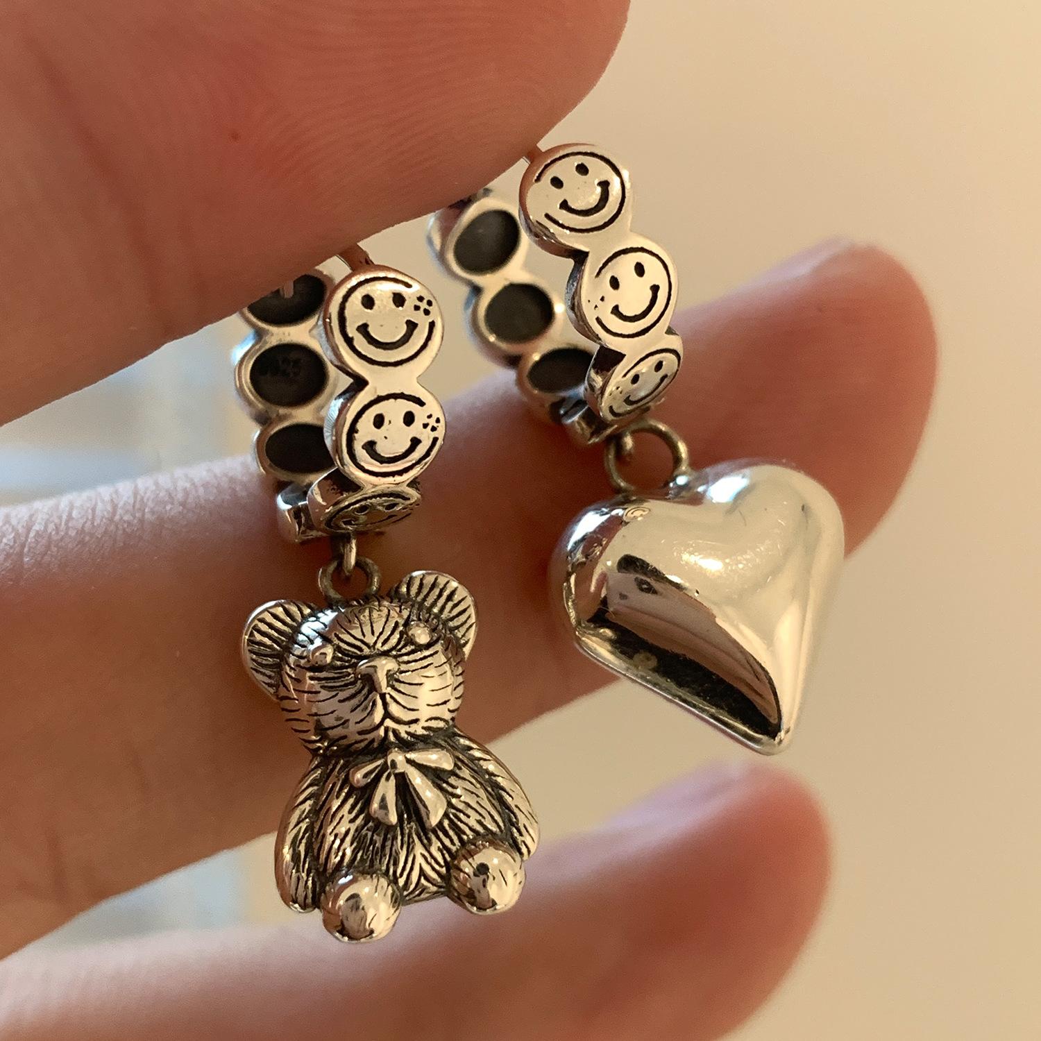 

Улыбающееся лицо Love Bear Ear Buckle AB Асимметричные серьги с уникальным дизайном для женщин Ear Buckle Light Luxury