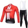 Mens Cycling Long Sleeve Jersey Bib Shorts Set Quick Dry Performance Wear Road Bike Riding