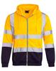 Fleece-lined Outdoor Sanitation Workwear Men's High Visibility Reflective Strip Zipper Color Blocking Hooded Sweatshirts