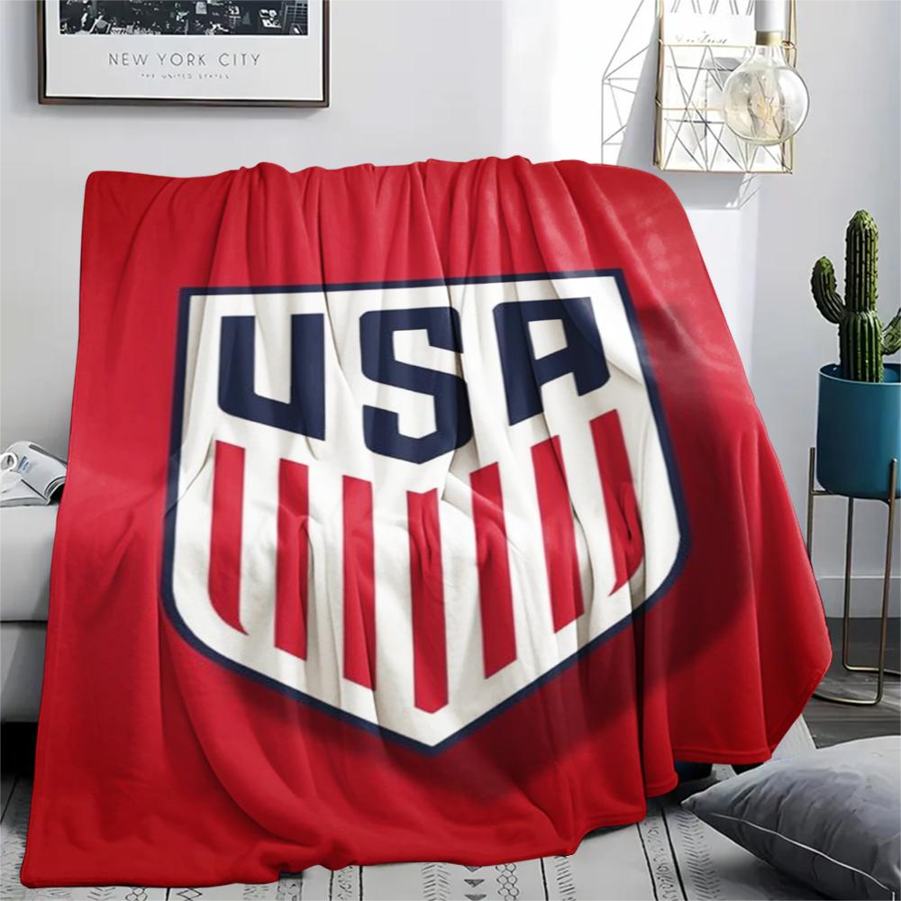 1Pc USWNT Print Flannel Blanket, High quality Comfortable for All Seasons, Home Decor, Warmth and Comfort, Perfect for Christmas GiftS