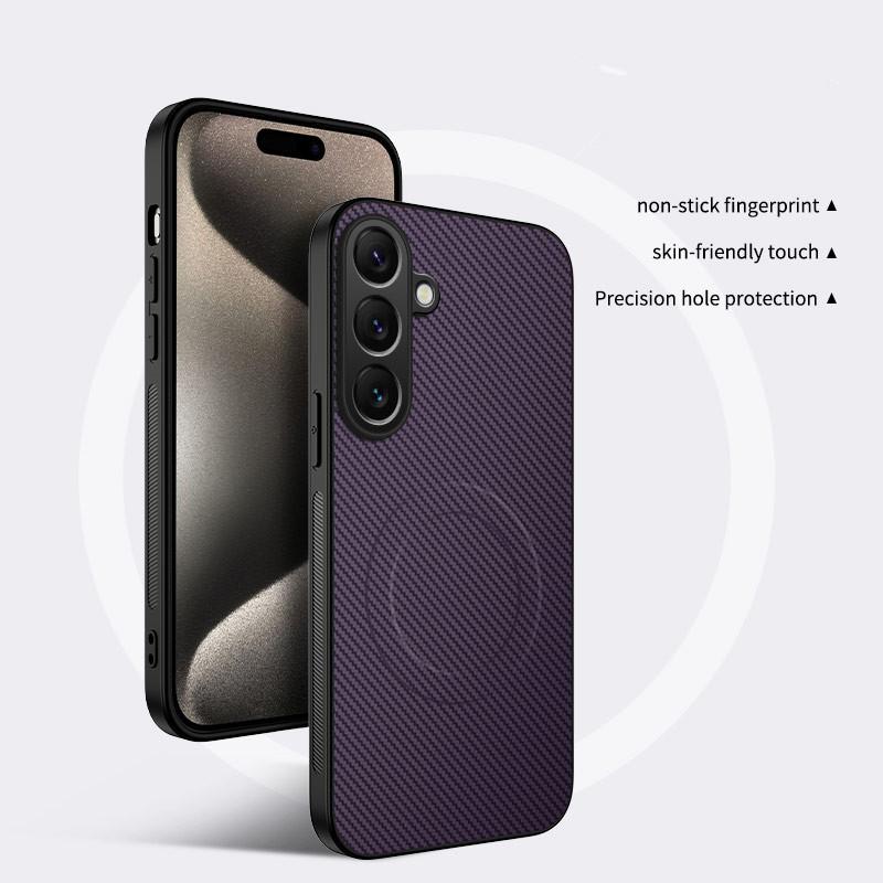 For Samsung Galaxy A55 Luxury Carbon Fibre For Magsafe Magnetic Case For Samsung A55 Wireless Charging Lens Protector Cover