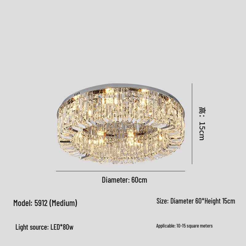 Luxury LED Crystal Ceiling Light: Round & Rectangular Dimmable Pendant for Living Room, Dining Room, Bedroom, Hall.