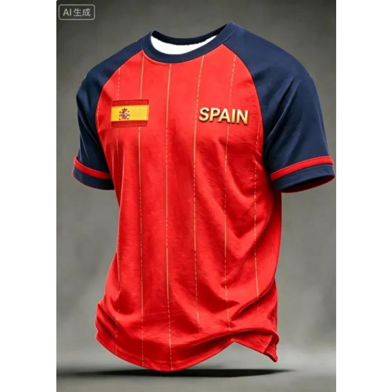 Camiseta Informal con Estampado 3D Español 2026 - Adecuada para Hombres y Mujeres, de Secado Rápido, para Deporte y Ropa de Calle Camisetas