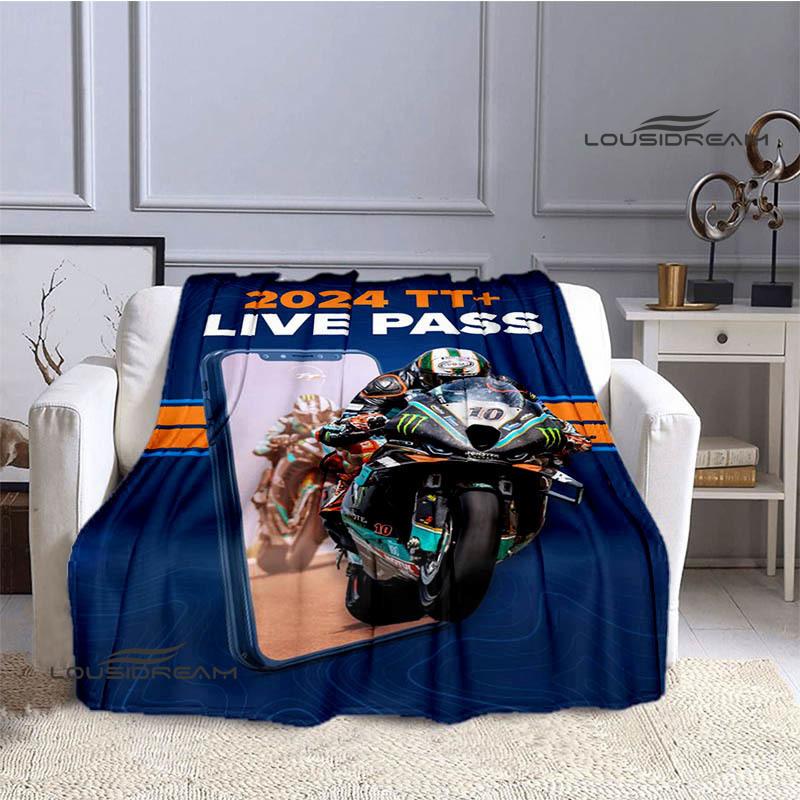 Motorcycle Isle of Man Tt Printed Blankets Flannel Warm Blanket Soft Cozy Blanket Travel Blankets Bed Linings Birthday Gift