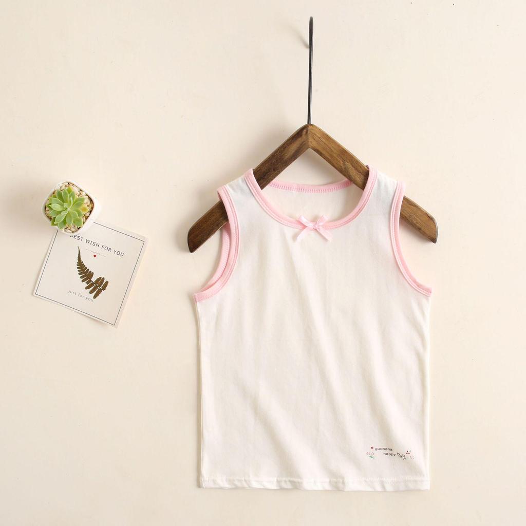Girls' Summer Strawberry Lace Cotton Vest with Spaghetti Straps - Korean Style