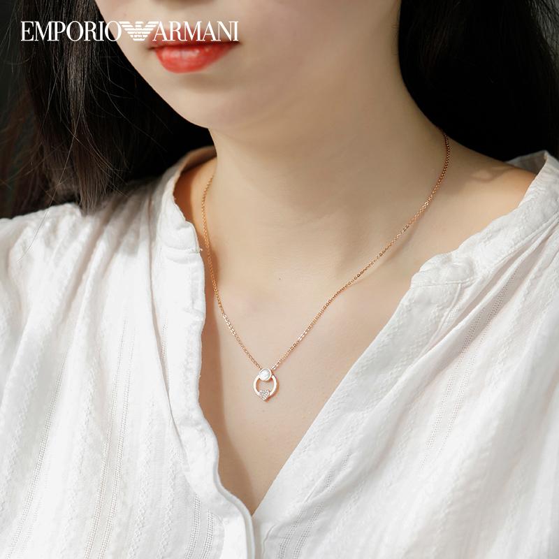 Emporio Armani Heart-shaped Diamond Silver Necklace Women's Rose Gold Rose Gold F Original Bag